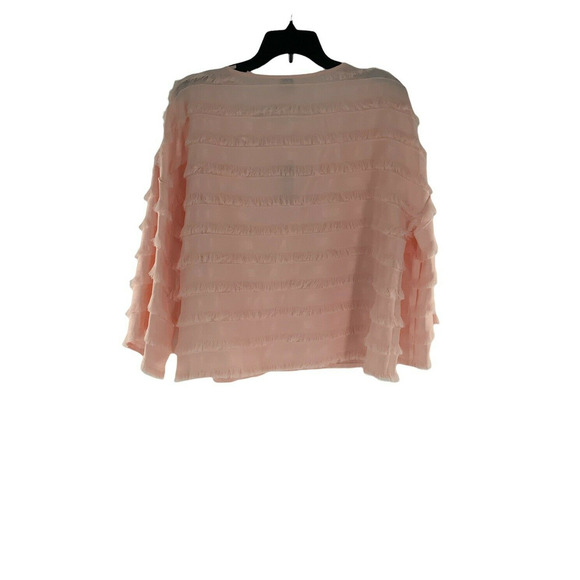 Cupio Top Womens Size Large Salmon Pink Long Sleeves Ruffles Casual Blouse NWT - Picture 5 of 10
